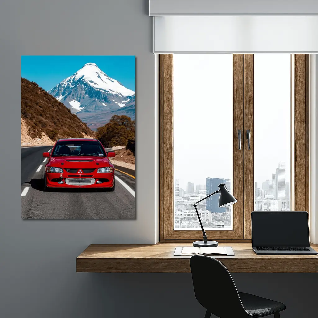 Red Mitsubishi Lancer Evo Mountain Road – Wall Art