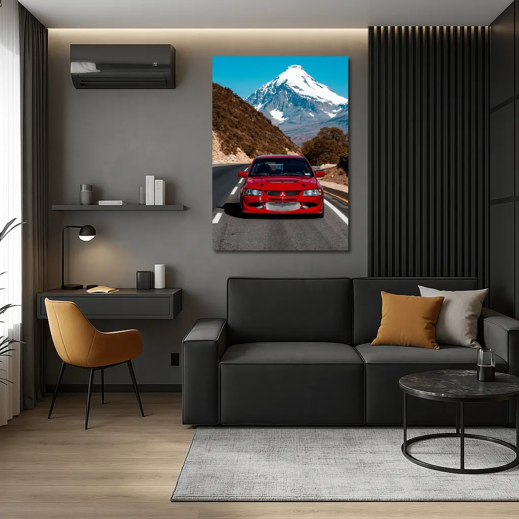 Red Mitsubishi Lancer Evo Mountain Road – Wall Art