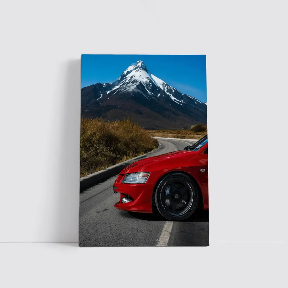 Red Mitsubishi Lancer Evolution Mountain Road – Wall Art