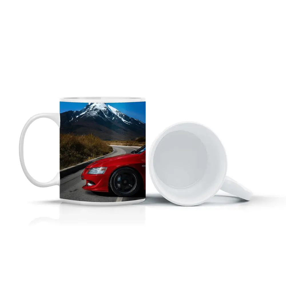 Red Mitsubishi Lancer Evolution Mountain Road – Mugs