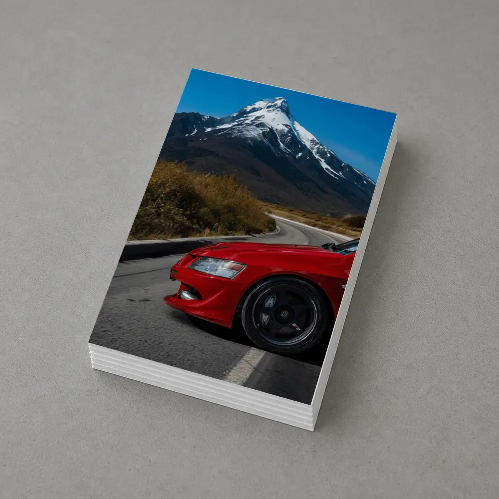 Red Mitsubishi Lancer Evolution Mountain Road – Postcards