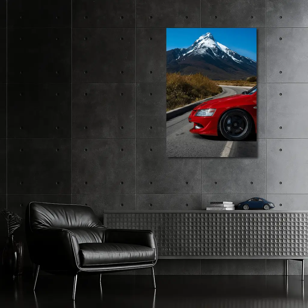 Red Mitsubishi Lancer Evolution Mountain Road – Wall Art