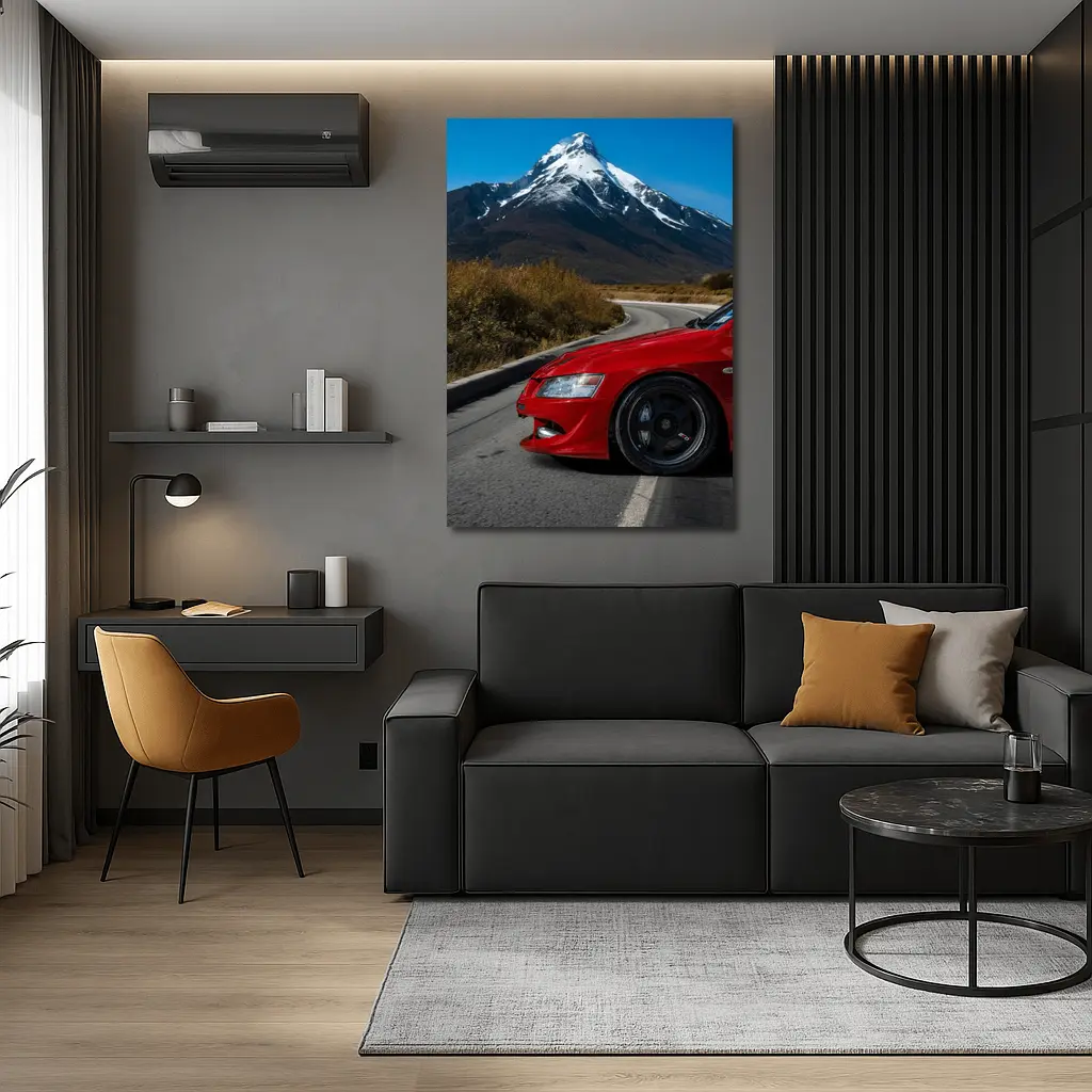 Red Mitsubishi Lancer Evolution Mountain Road – Wall Art