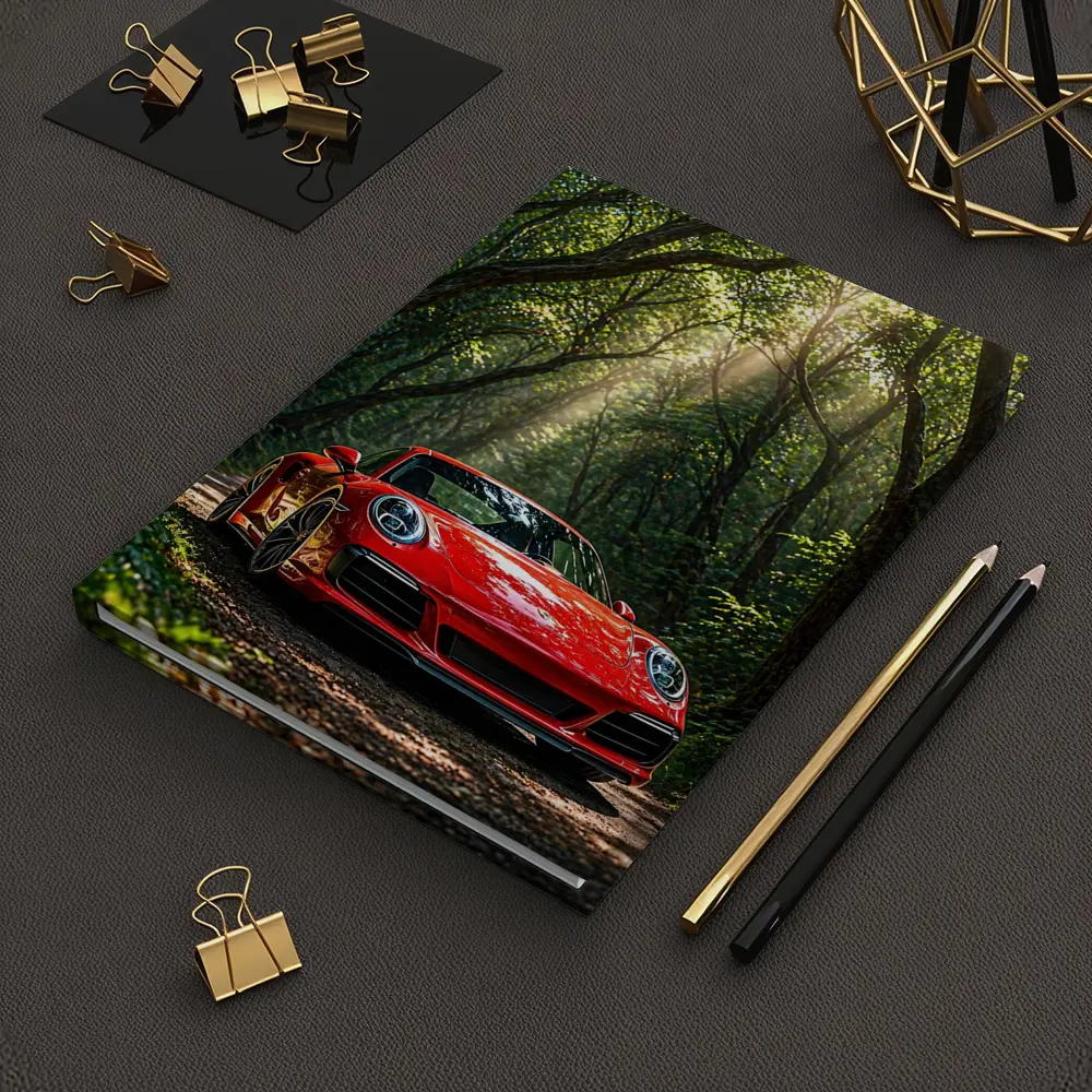 Red Porsche 911 Parked in Green Forest – Notebooks