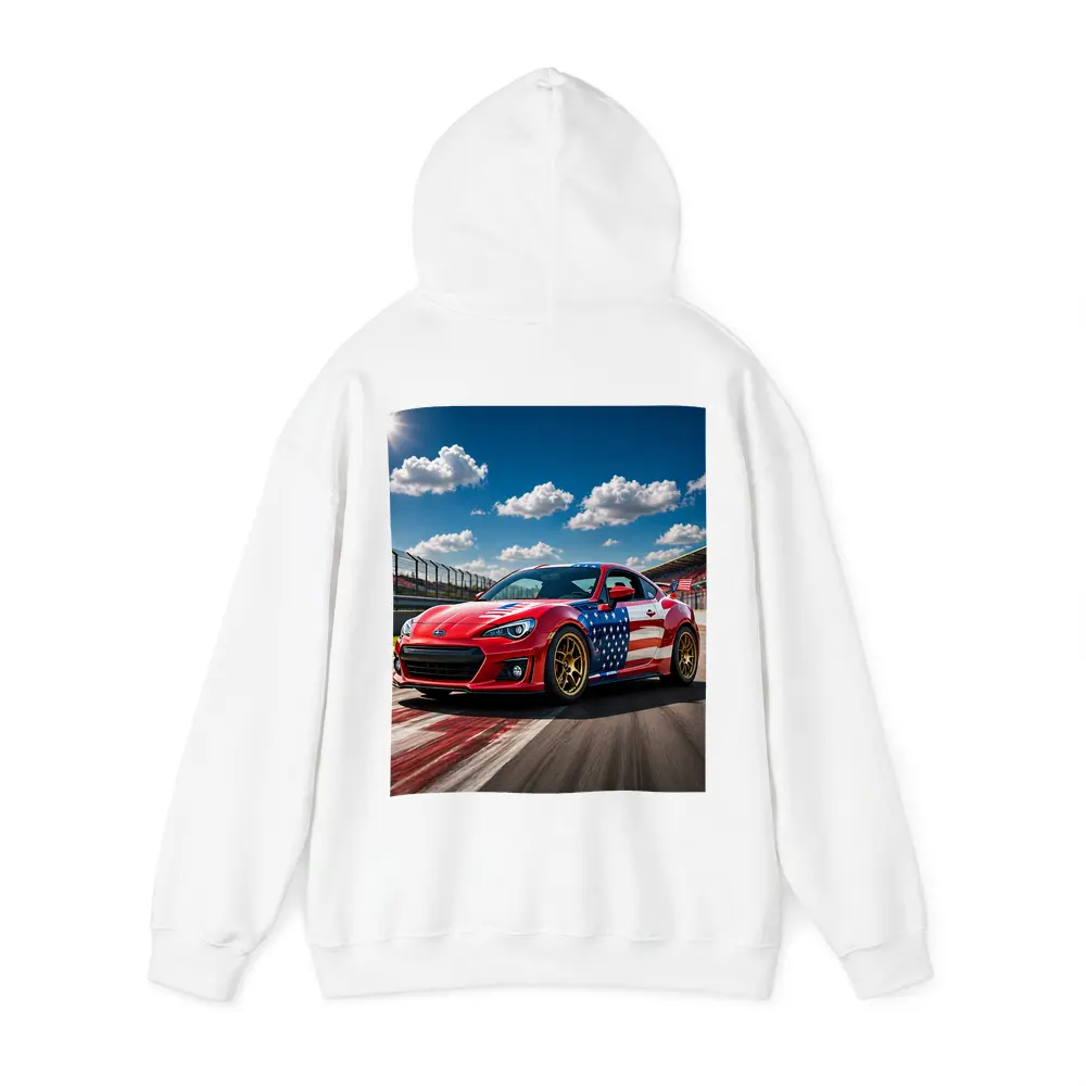 Subaru BRZ American Flag Racing Track Scene – Hoodies