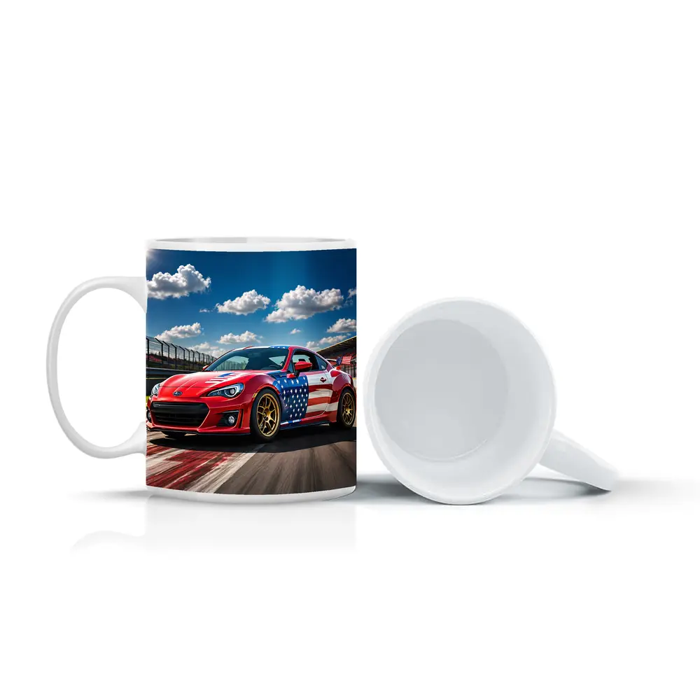 Subaru BRZ American Flag Racing Track Scene – Mugs