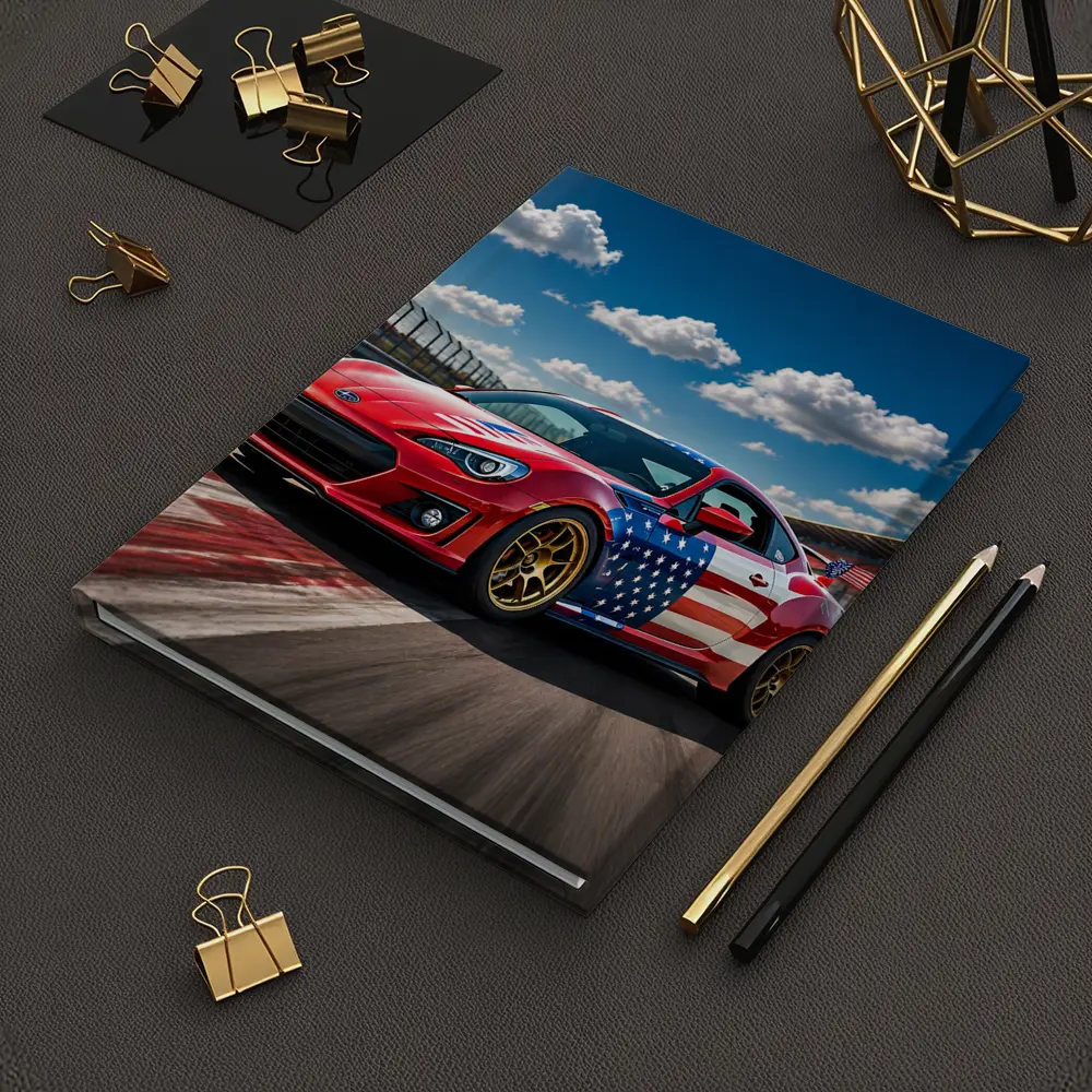 Subaru BRZ American Flag Racing Track Scene – Notebooks