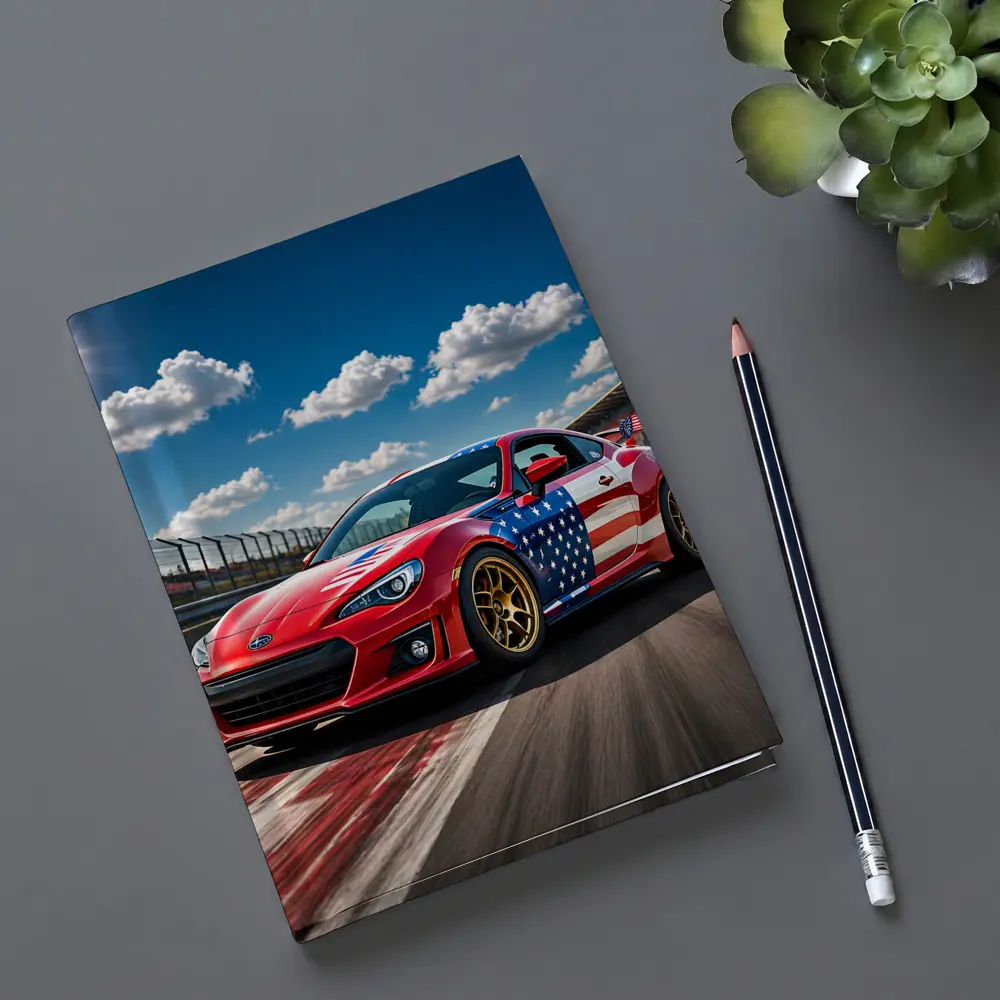 Subaru BRZ American Flag Racing Track Scene – Notebooks