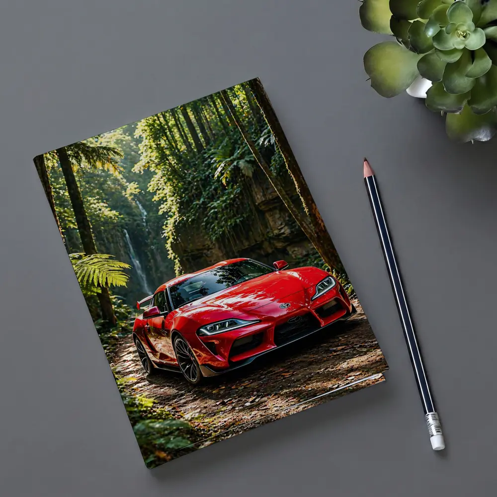 Red Toyota Supra Parked In Forest – Notebooks