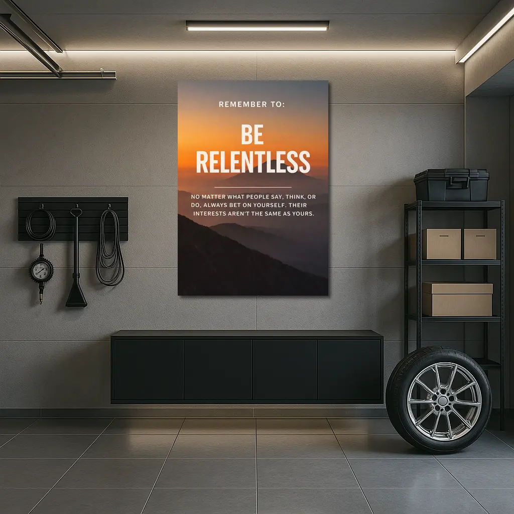 Be Relentless Motivational Quote Mountain Sunset – Wall Art