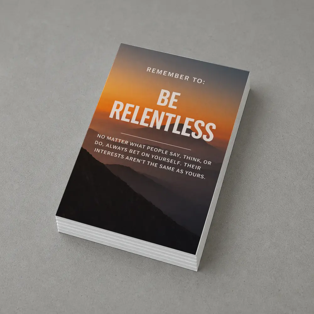 Be Relentless Motivational Quote Mountain Sunset – Postcards