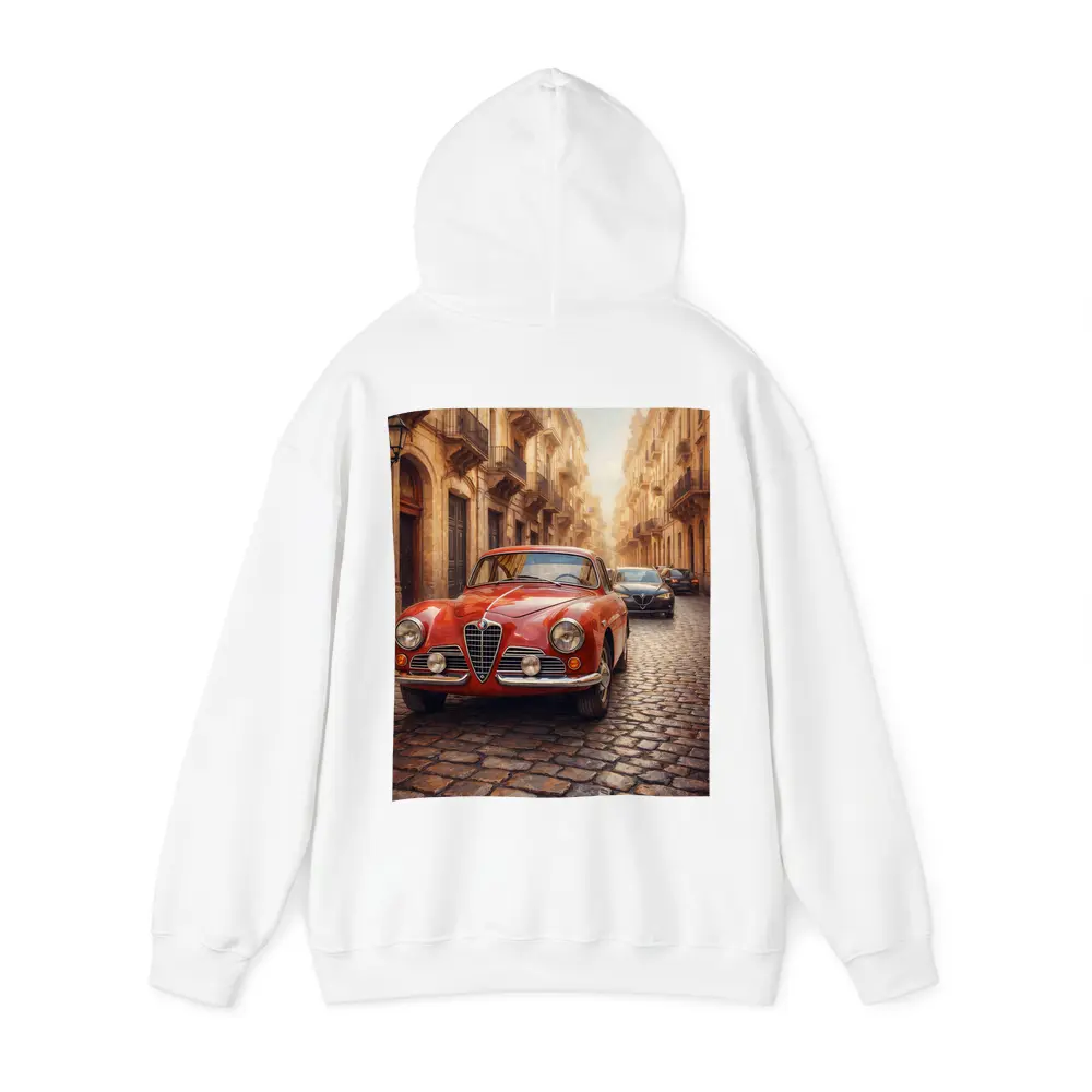 Alfa Romeo Classic Car Cobblestone Street Scene – Hoodies