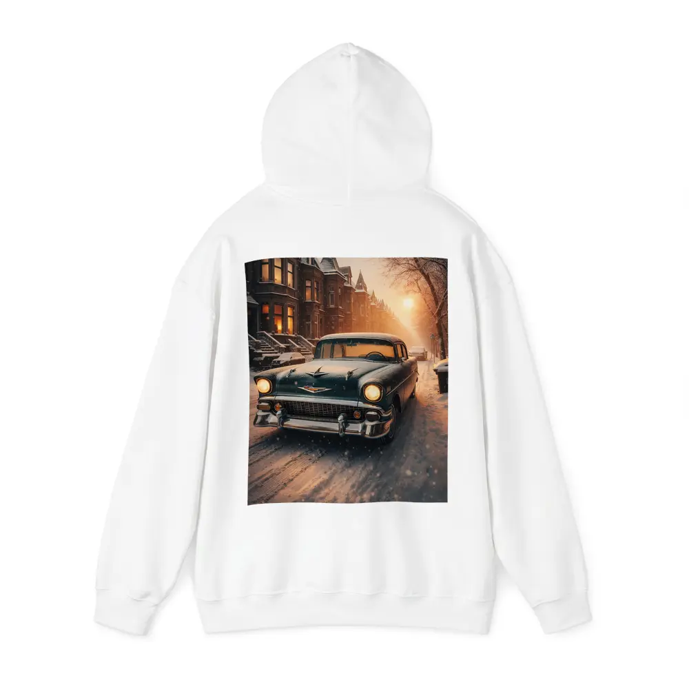 Chevrolet Bel Air Snowy Winter Street Scene – Hoodies