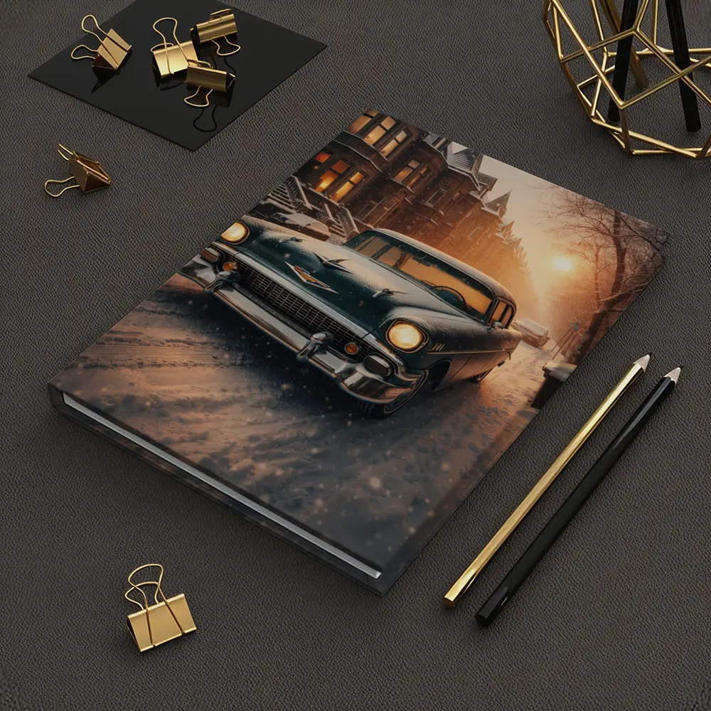Chevrolet Bel Air Snowy Winter Street Scene – Notebooks