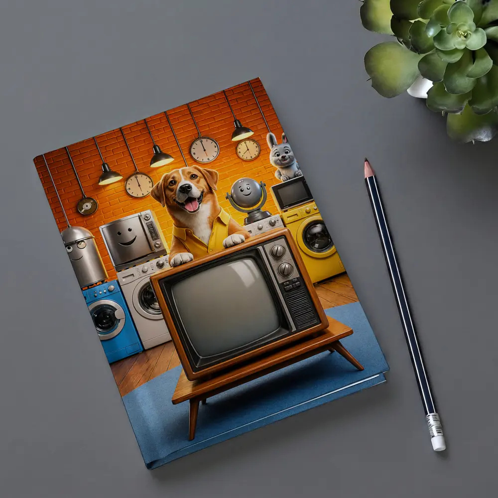 Happy Dog Retro TV Cartoon Appliances Room – Notebooks
