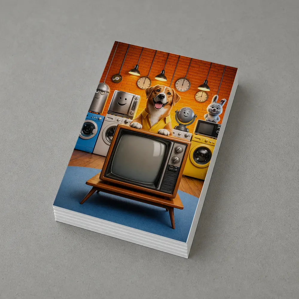 Happy Dog Retro TV Cartoon Appliances Room – Postcards
