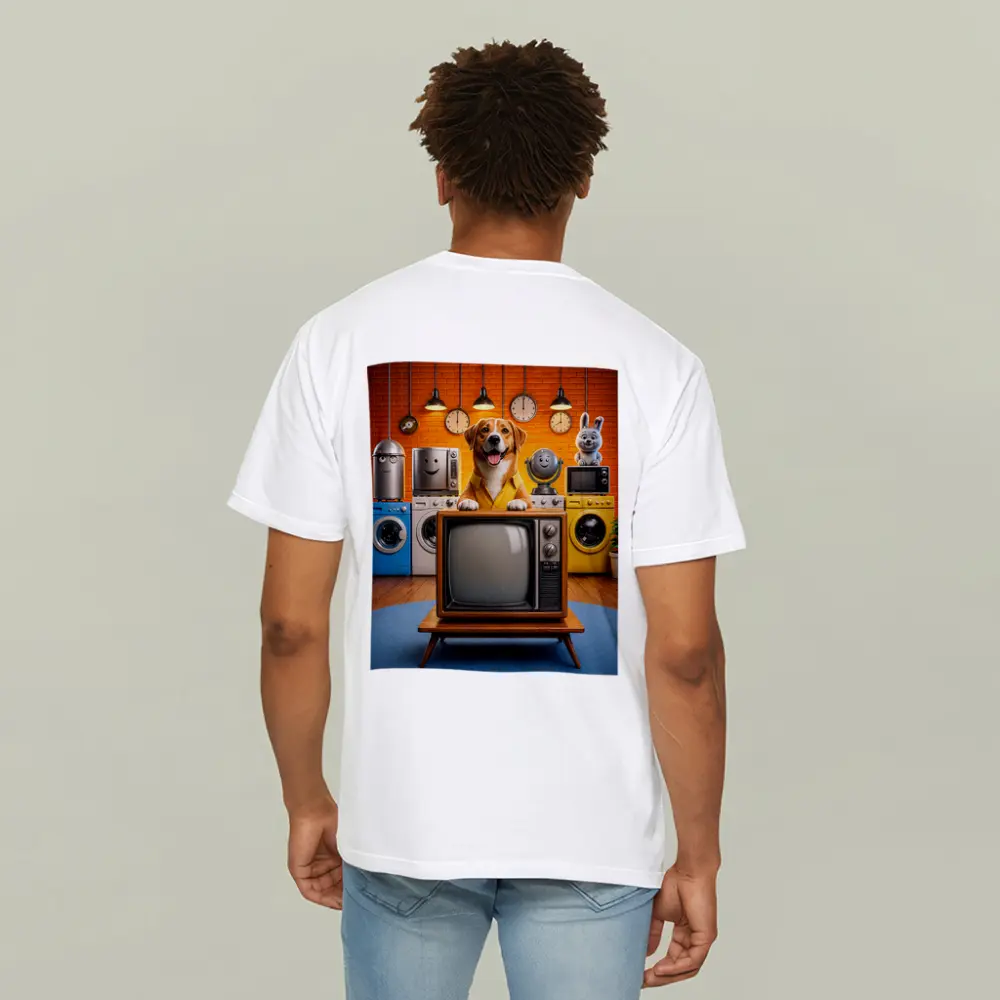Happy Dog Retro TV Cartoon Appliances Room – T-Shirts