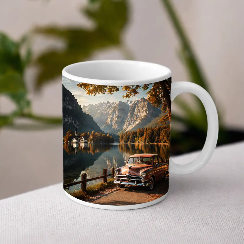 Retro Ford Classic Car Alpine Lake – Mugs
