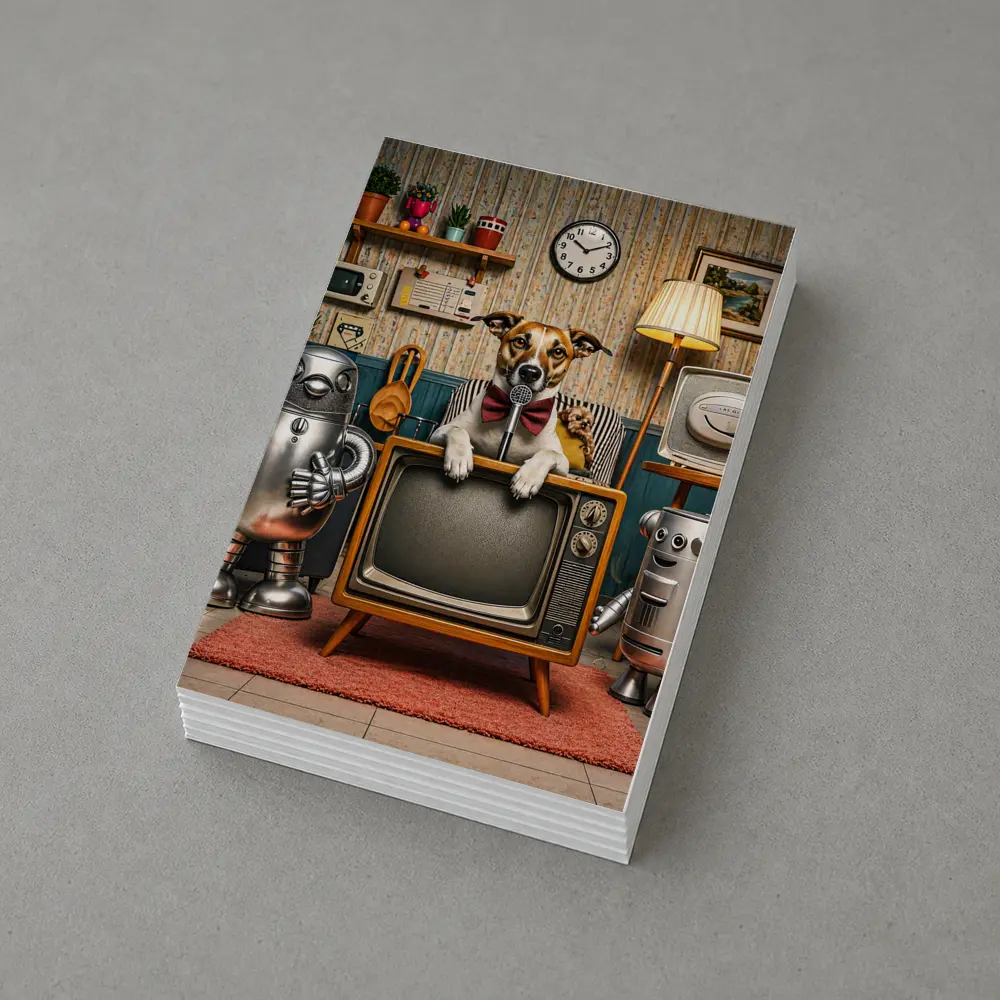 Jack Russell Dog Retro TV Room Robots – Postcards