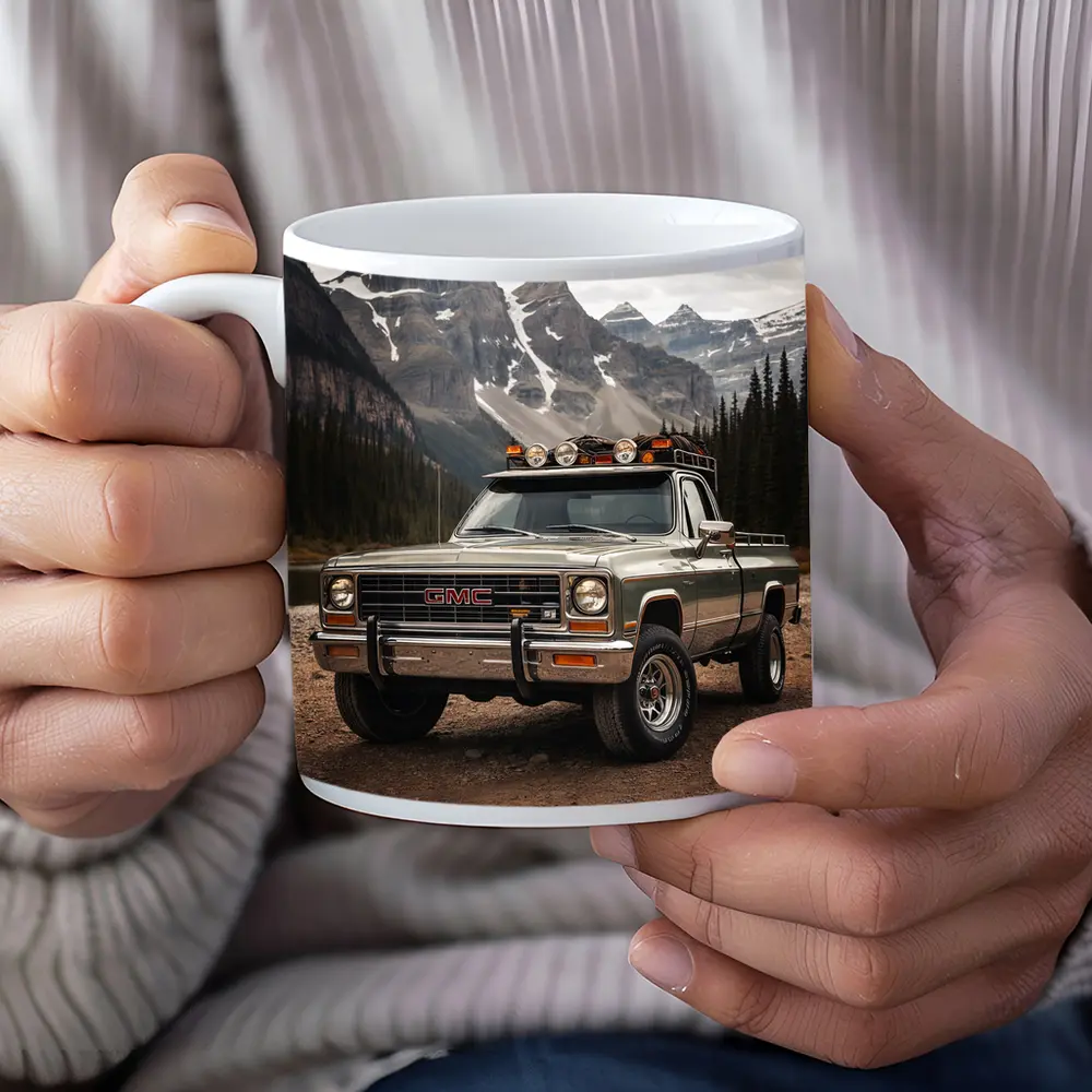 Classic GMC Truck Snow Mountain Backdrop – Mugs