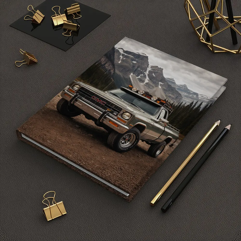 Classic GMC Truck Snow Mountain Backdrop – Notebooks