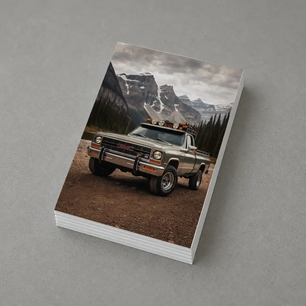Classic GMC Truck Snow Mountain Backdrop – Postcards