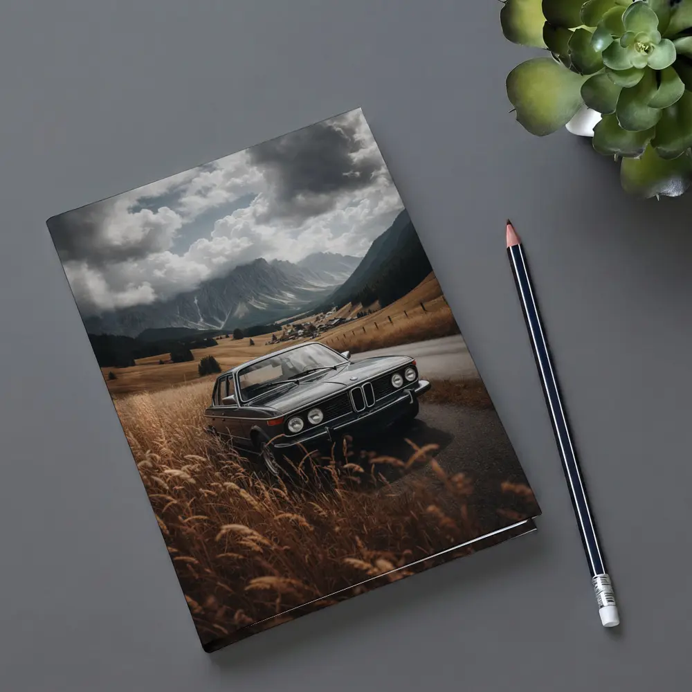 Classic BMW Sedan Mountain Valley Road – Notebooks