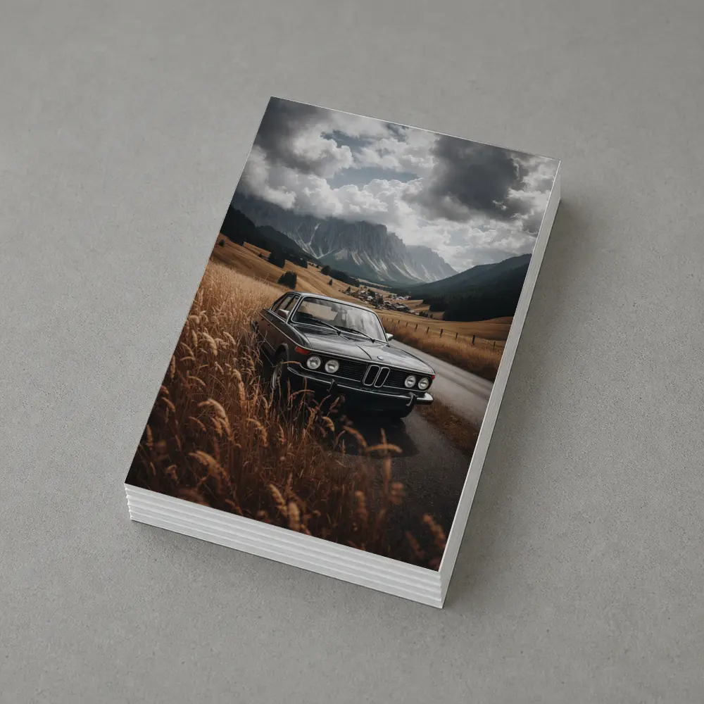 Classic BMW Sedan Mountain Valley Road – Postcards