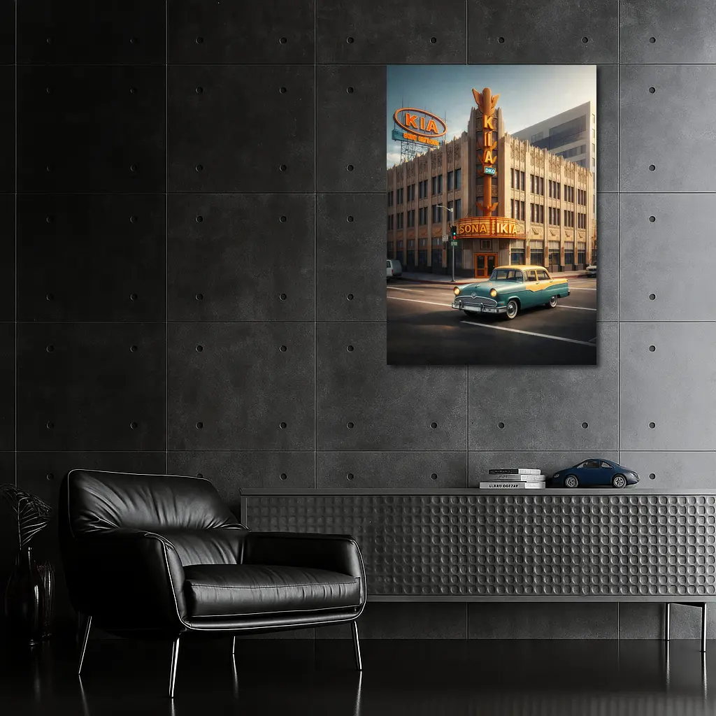 Kia Classic Car Retro Los Angeles Street – Wall Art