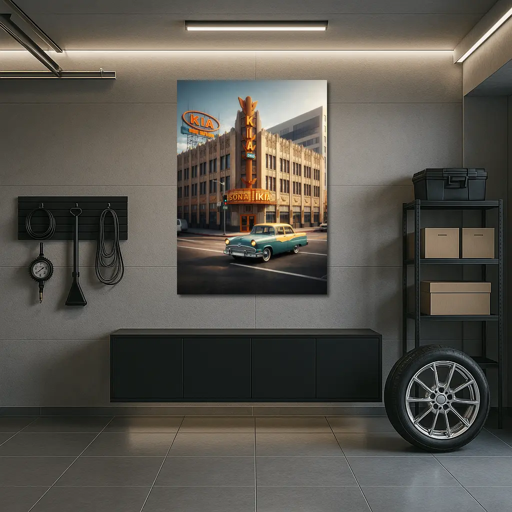 Kia Classic Car Retro Los Angeles Street – Wall Art