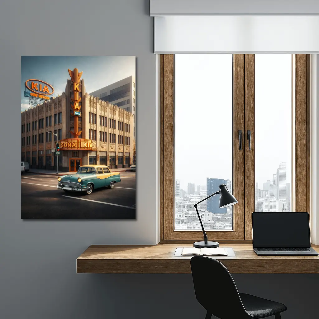 Kia Classic Car Retro Los Angeles Street – Wall Art