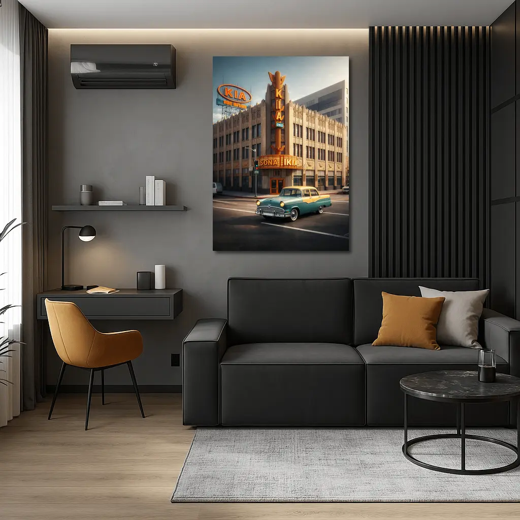 Kia Classic Car Retro Los Angeles Street – Wall Art