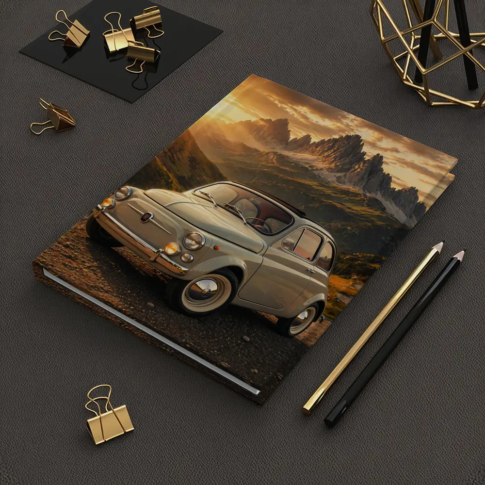 Fiat 500 Classic Car Mountain Sunset – Notebooks