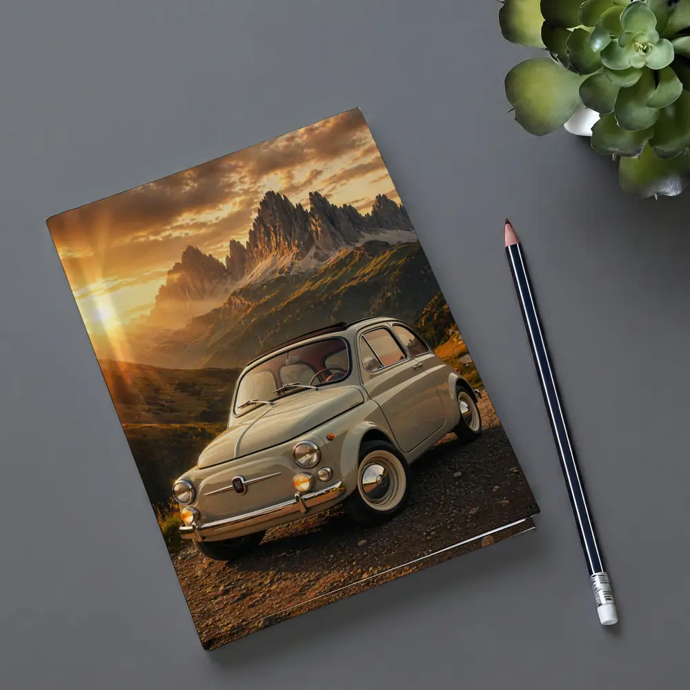 Fiat 500 Classic Car Mountain Sunset – Notebooks