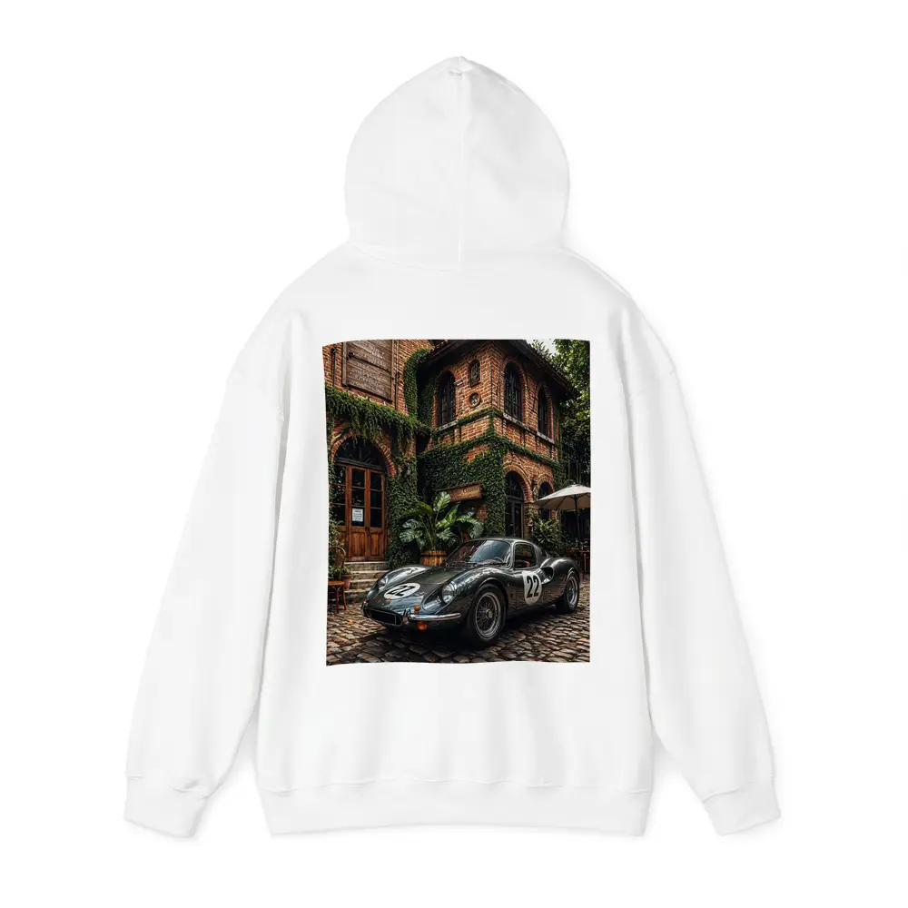 Ferrari Classic Racing Car Ivy Brick Building – Hoodies