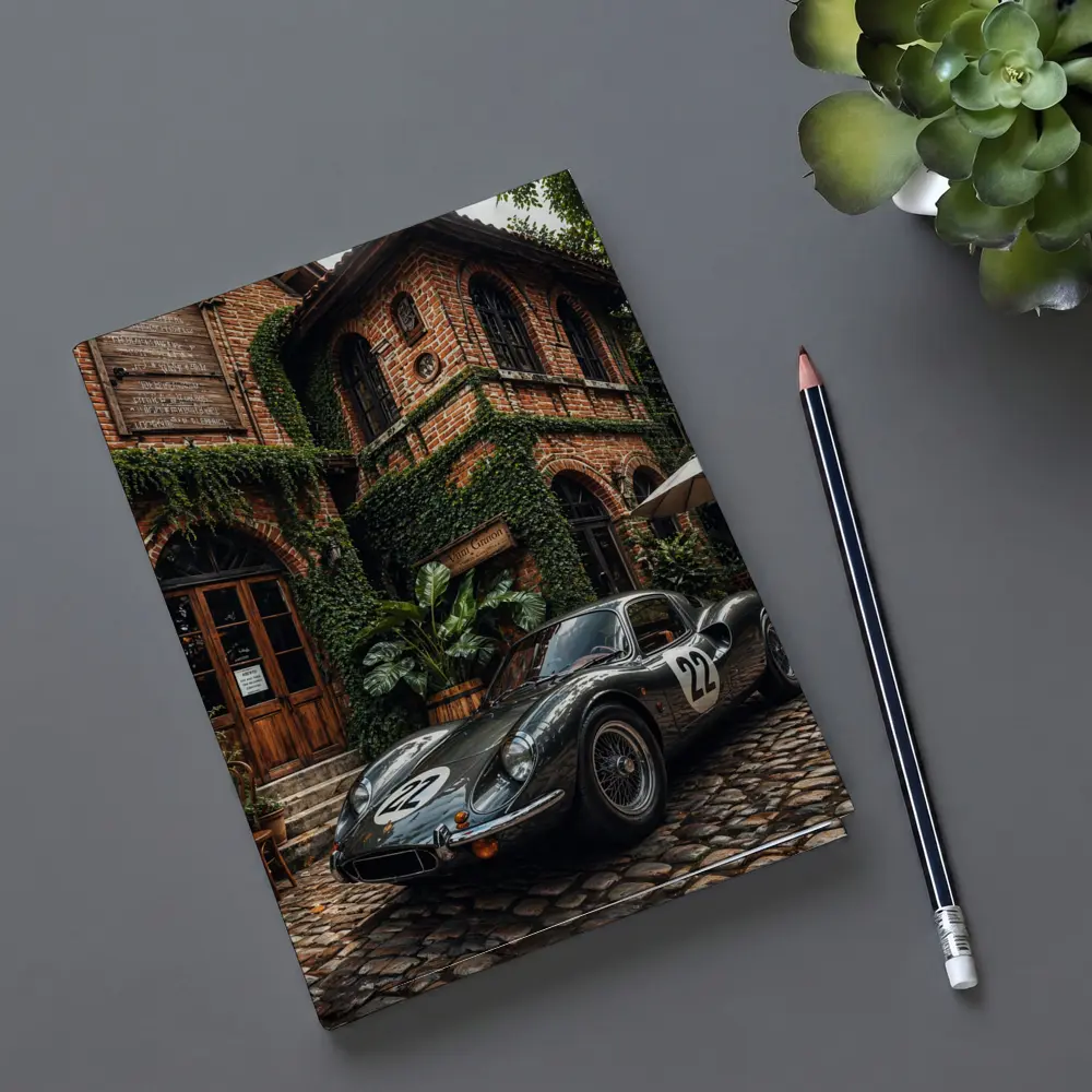 Ferrari Classic Racing Car Ivy Brick Building – Notebooks