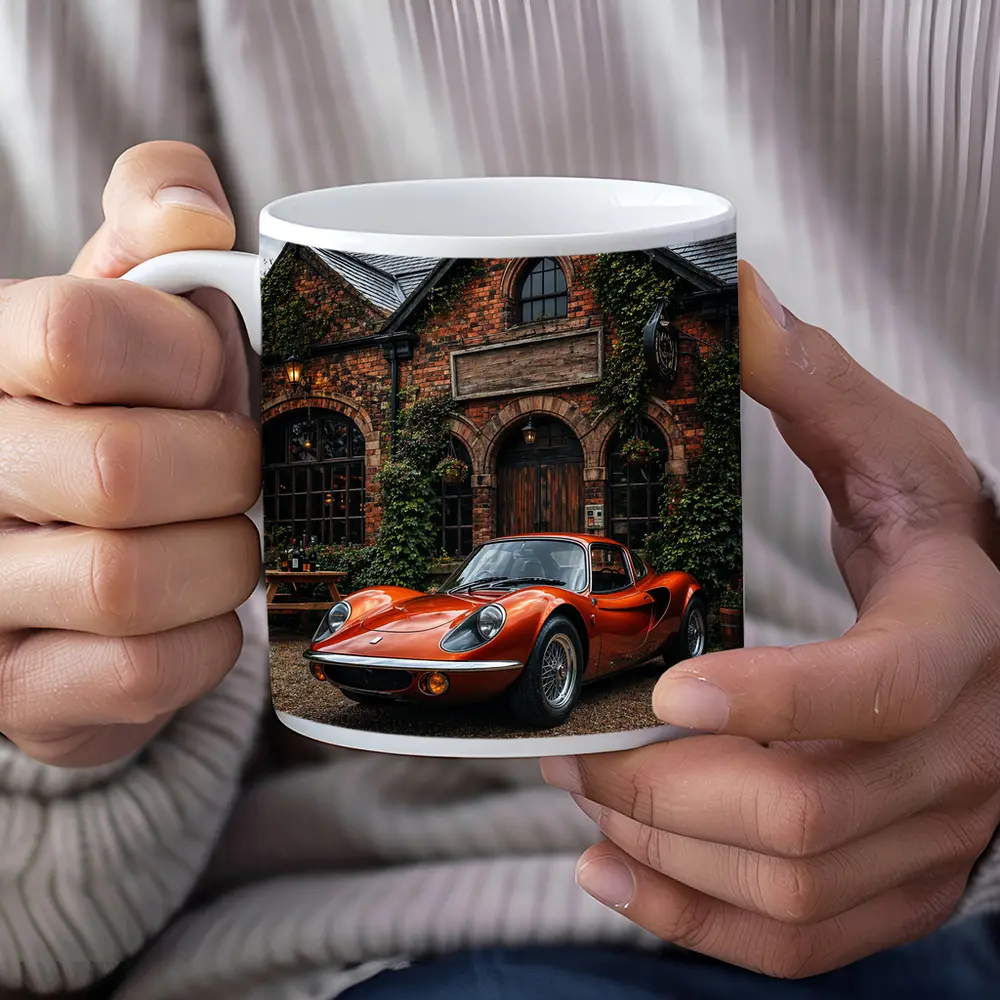 Lotus Elise Classic Red British Cottage Setting – Mugs