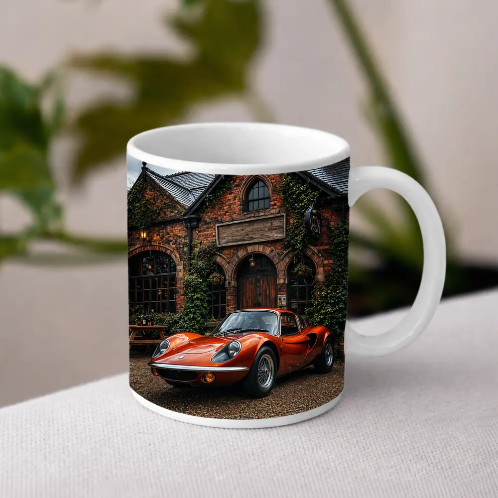 Lotus Elise Classic Red British Cottage Setting – Mugs