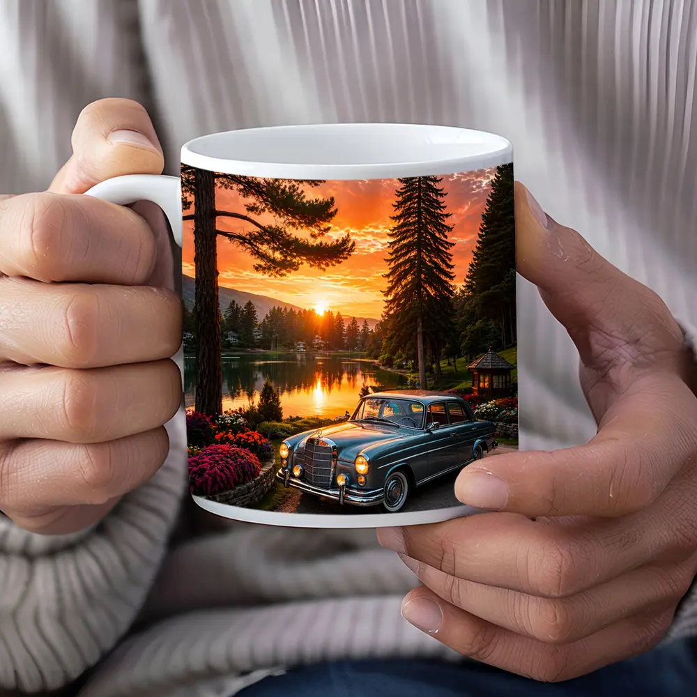 Classic Mercedes Benz Sedan Lake Sunset – Mugs