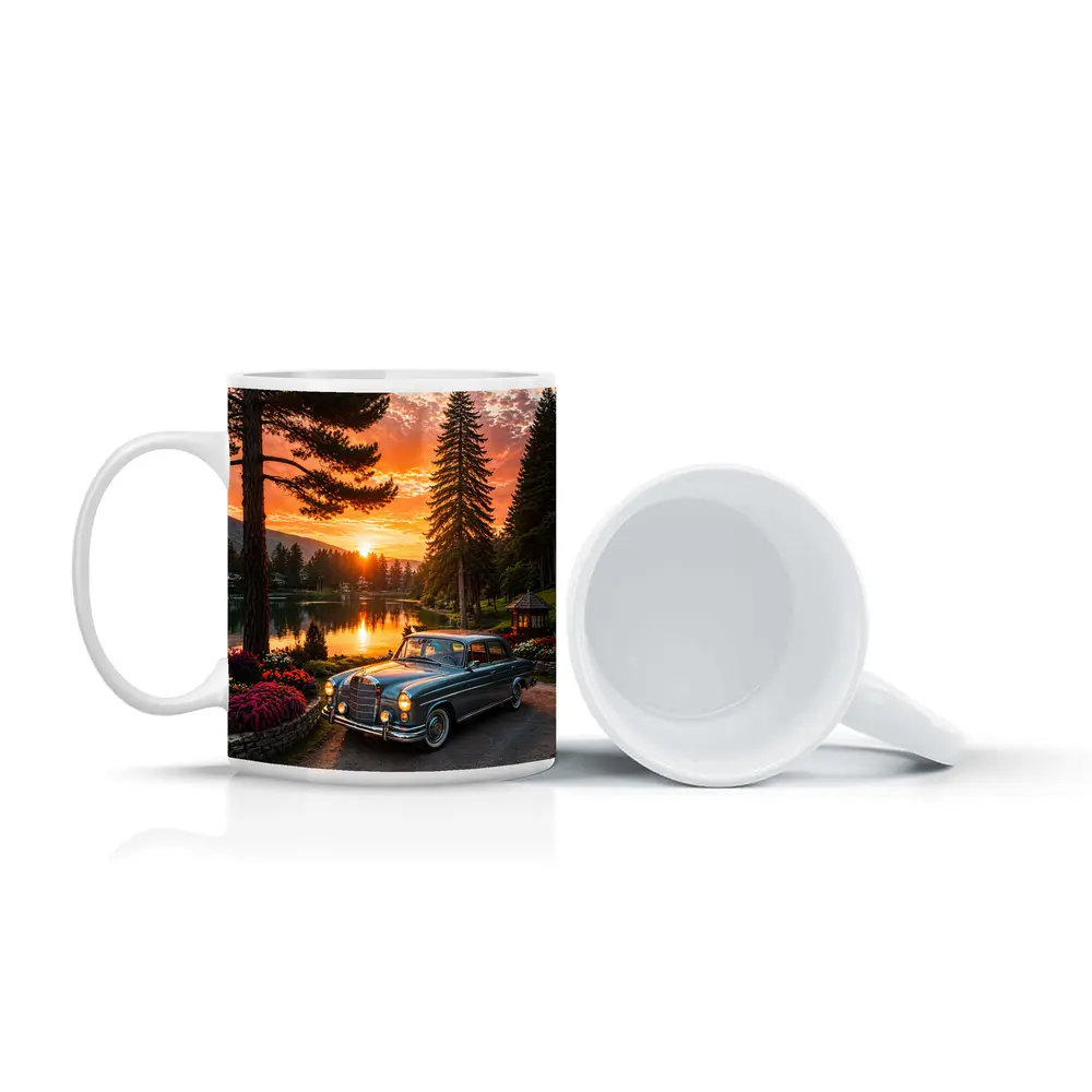 Classic Mercedes Benz Sedan Lake Sunset – Mugs