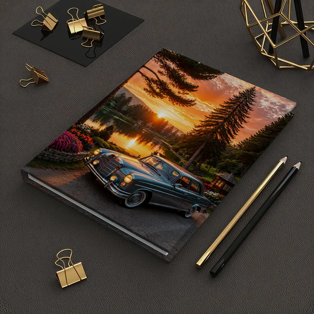 Classic Mercedes Benz Sedan Lake Sunset – Notebooks