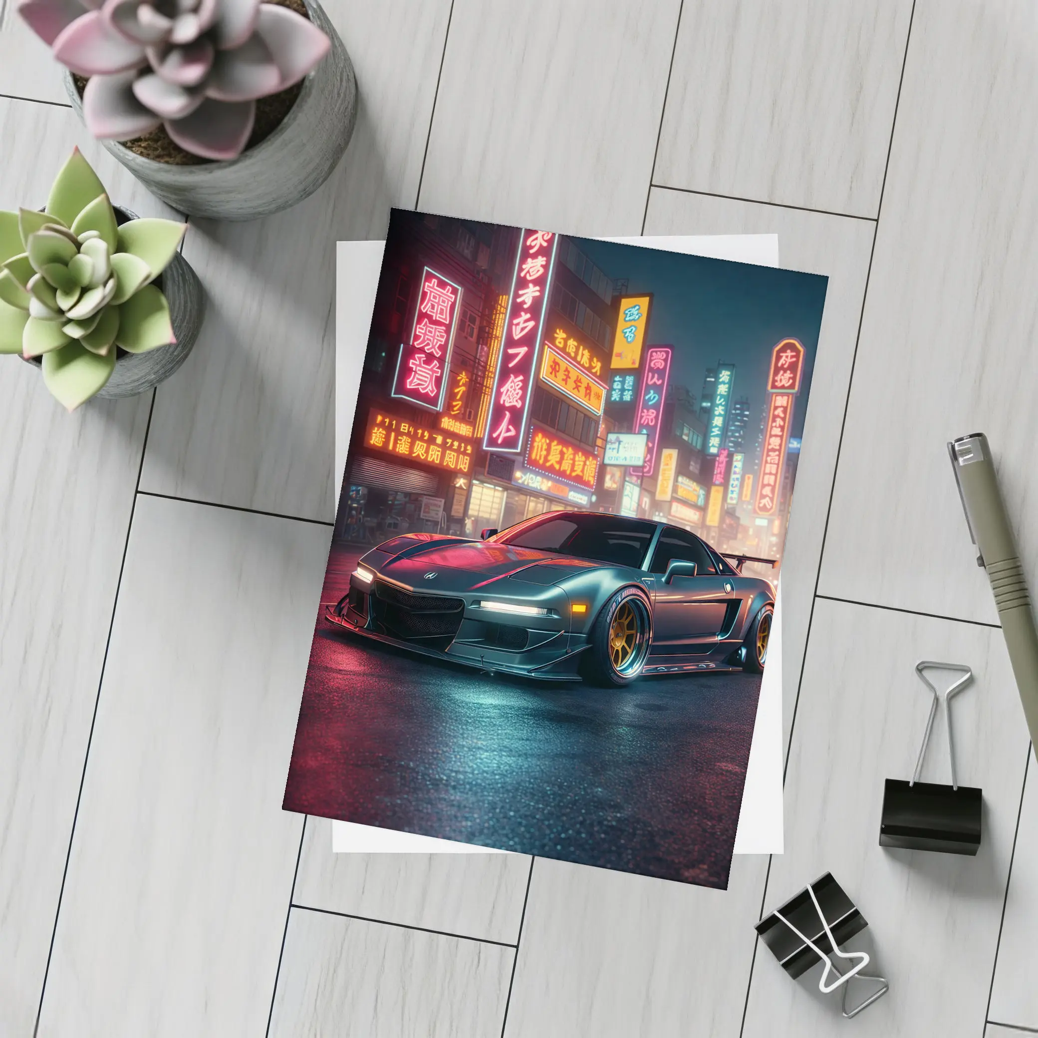 Acura NSX Neon City Night Street – Postcards