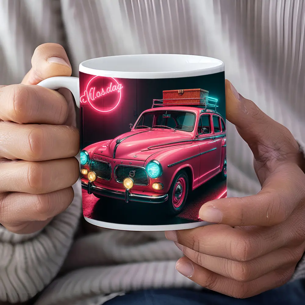 Retro Volvo Classic Car Neon Garage – Mugs