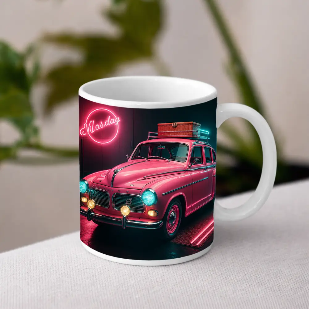 Retro Volvo Classic Car Neon Garage – Mugs