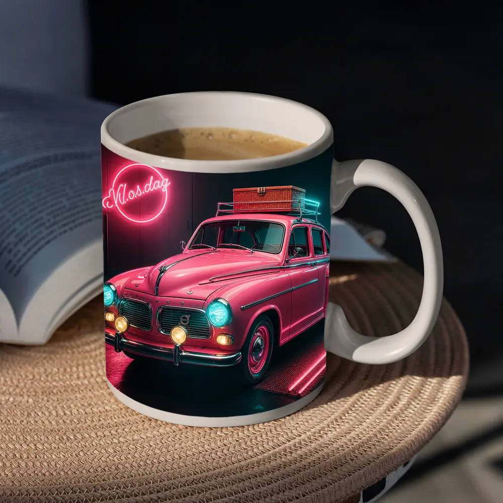 Retro Volvo Classic Car Neon Garage – Mugs