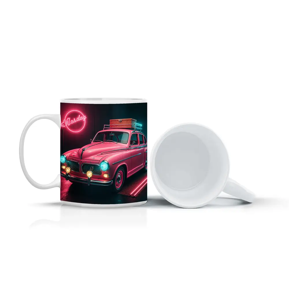 Retro Volvo Classic Car Neon Garage – Mugs