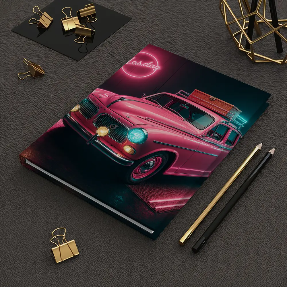 Retro Volvo Classic Car Neon Garage – Notebooks