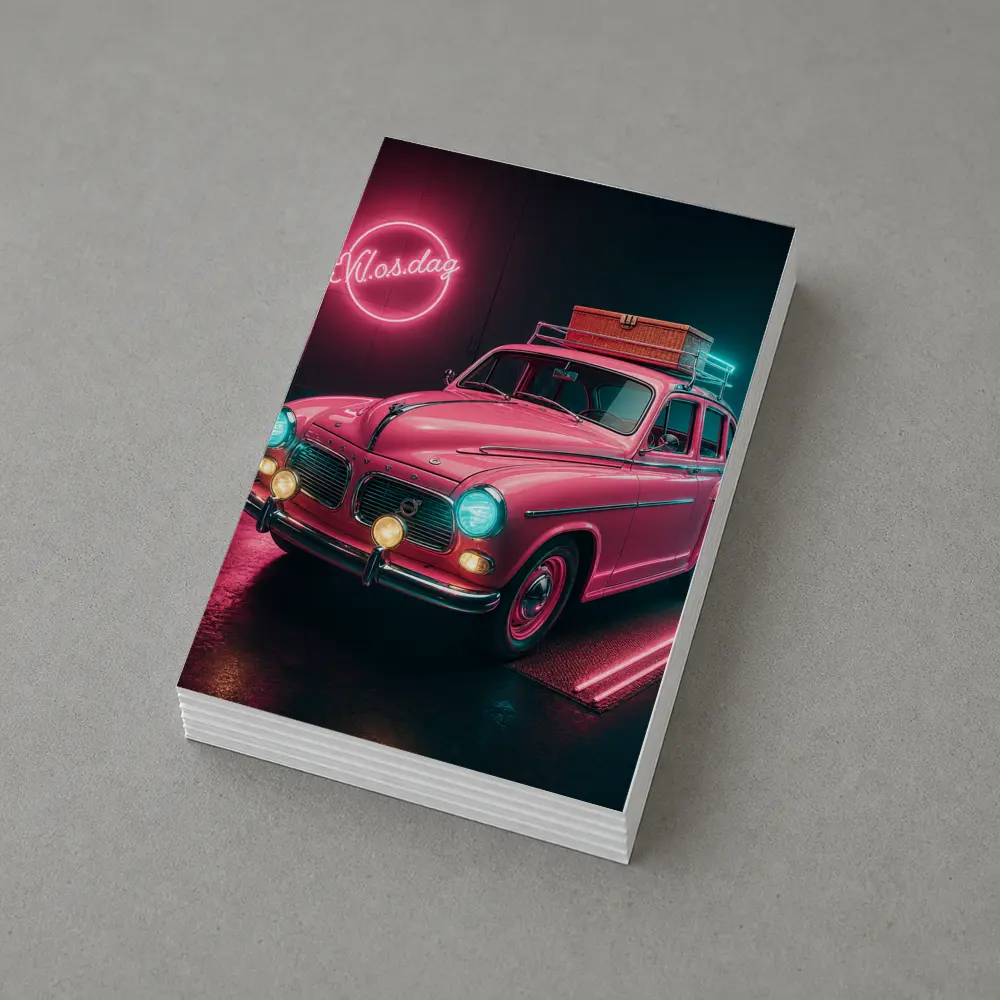 Retro Volvo Classic Car Neon Garage – Postcards