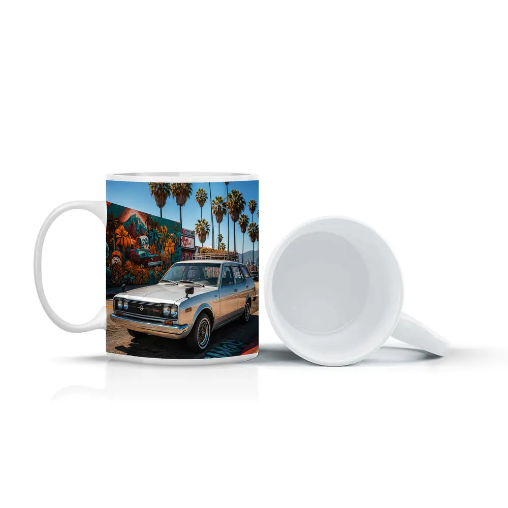 Retro Nissan Wagon Los Angeles Street Mural – Mugs