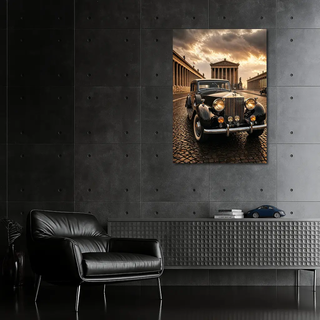 Rolls Royce Classic Car Ancient Temple Street – Wall Art